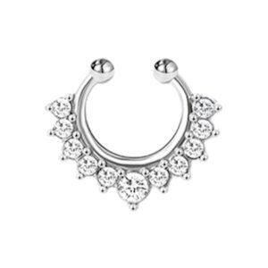 Faux septum nose cuff ring piercing / Silver